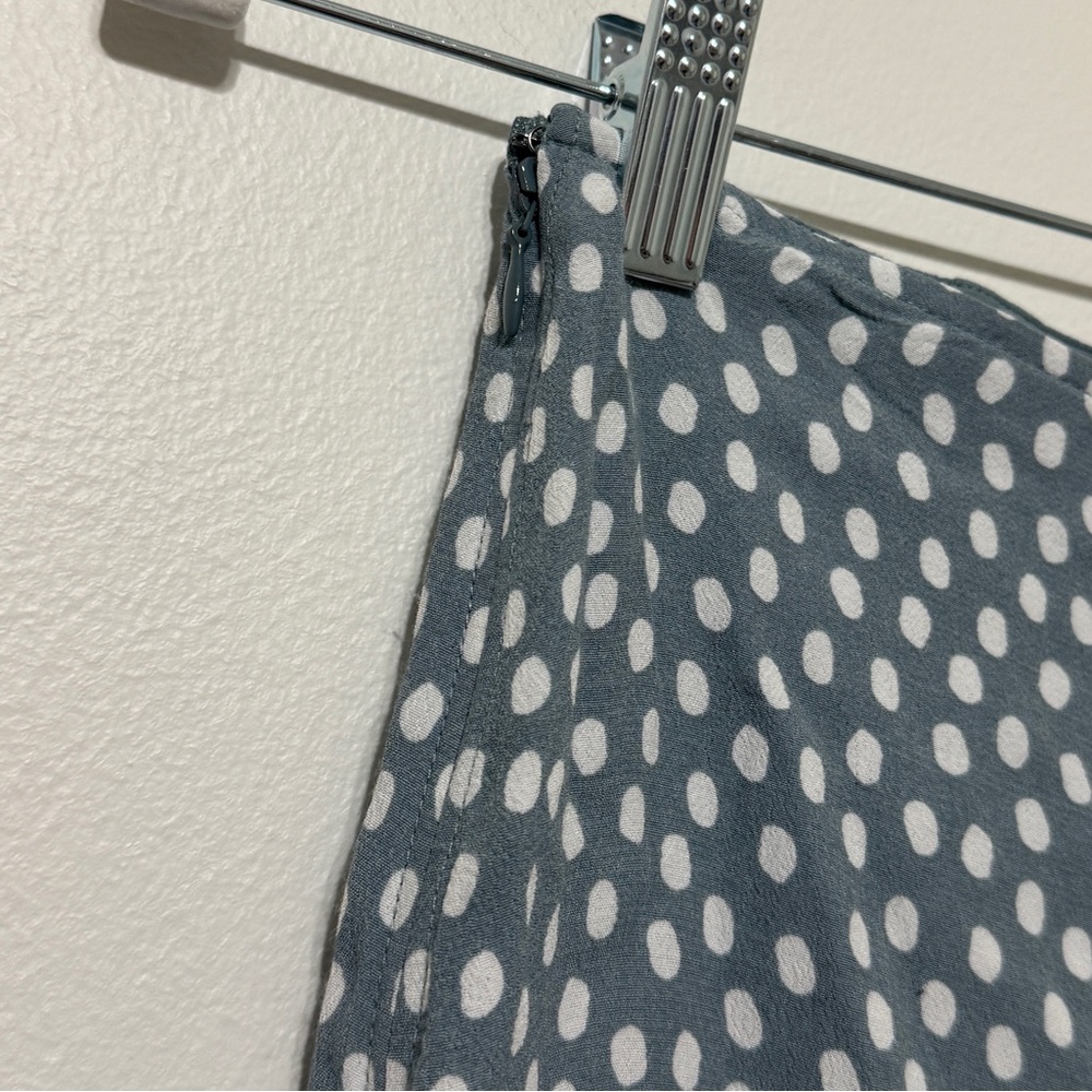 Abercrombie & Fitch Midi Skirt Size XS Polka Dot Cinched Blue White Fall - Picture 7 of 8